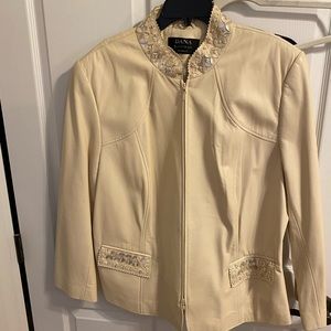 Classic Bone leather zipper jacket